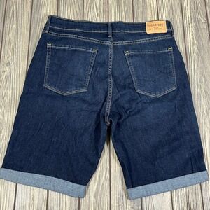 Signature Levi Strauss Bermuda Shorts Wmn 10 Blue Denim Cuffed Stretch Dark Wash